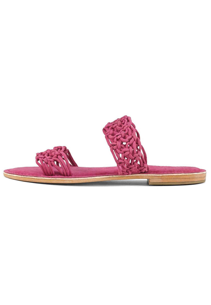 Spatarella Sandali donna in camoscio fuxia a doppia fascia con nodi Nuova