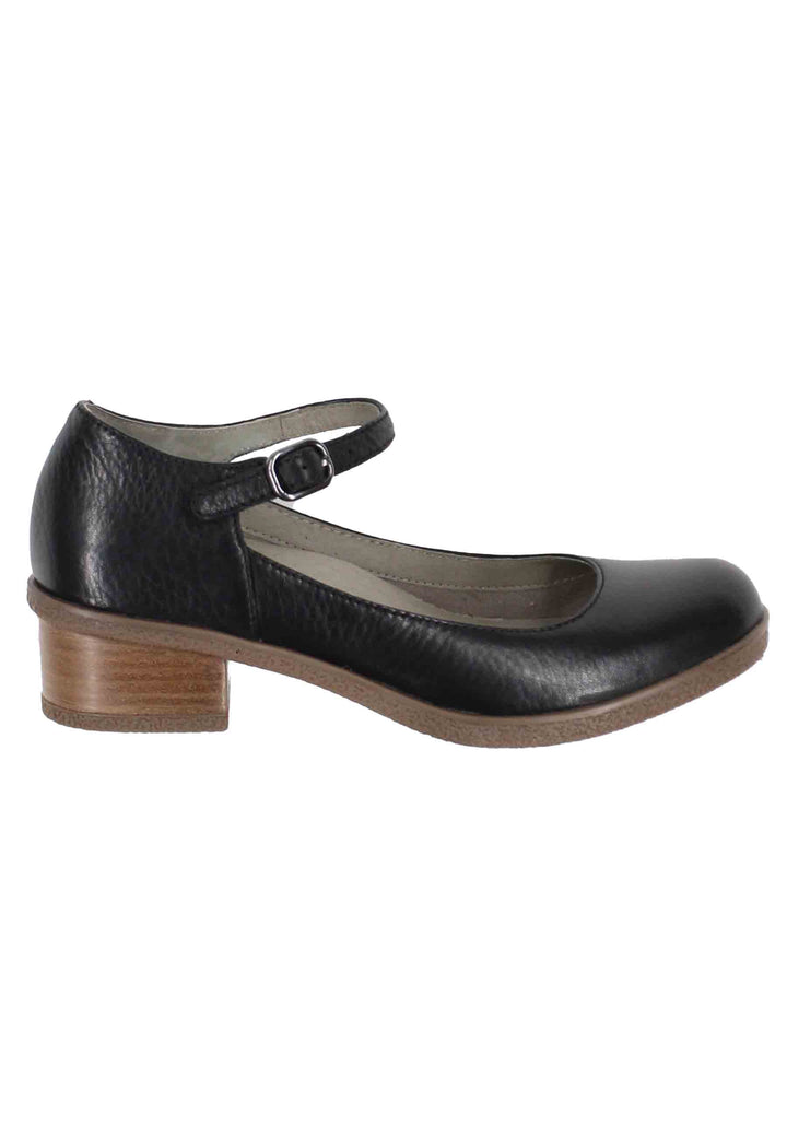 Spatarella Decollete donna whaterproff in pelle nera con suola in gomma Vendita