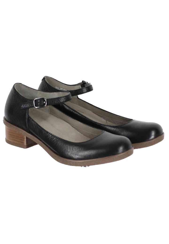 Spatarella Decollete donna whaterproff in pelle nera con suola in gomma Vendita
