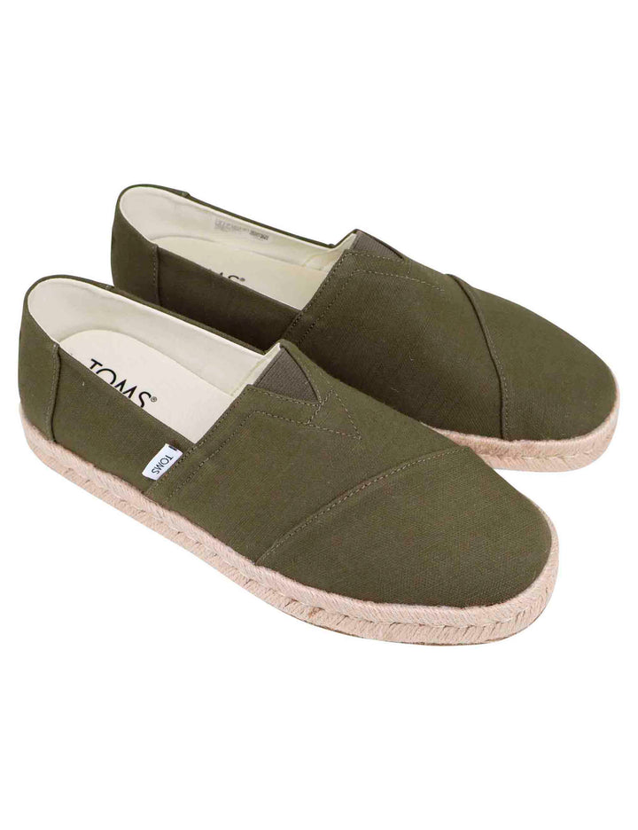 Spatarella Espadrillas uomo in tela verde con suola in corda Acquista Ora
