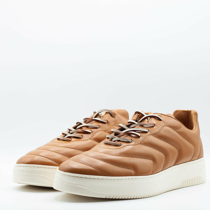 Spatarella Sneakers da uomo Bomber in pelle camel Presa
