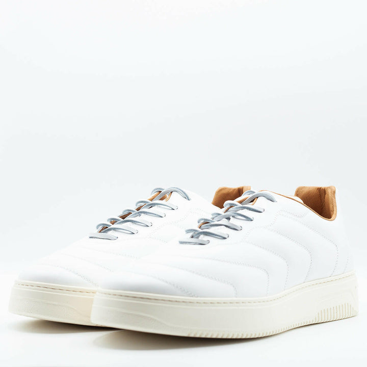 Spatarella Sneakers da uomo Bomber in pelle bianca Sconto
