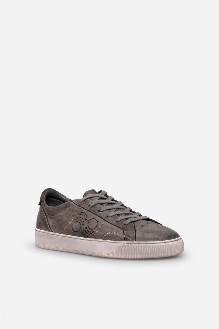 Spatarella Sneakers uomo Del Bello in pelle grigia effetto vintage Vendita Economica