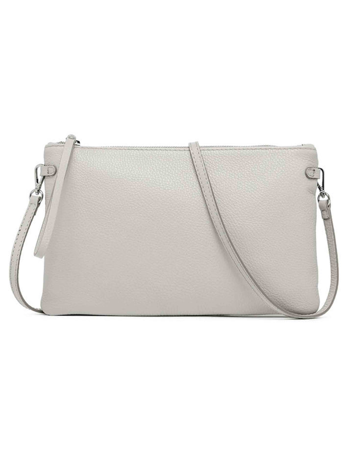 Spatarella Borse donna pochette Hermy in pelle grigia con manico a bracciale e tracolla in pelle Vendite Flash