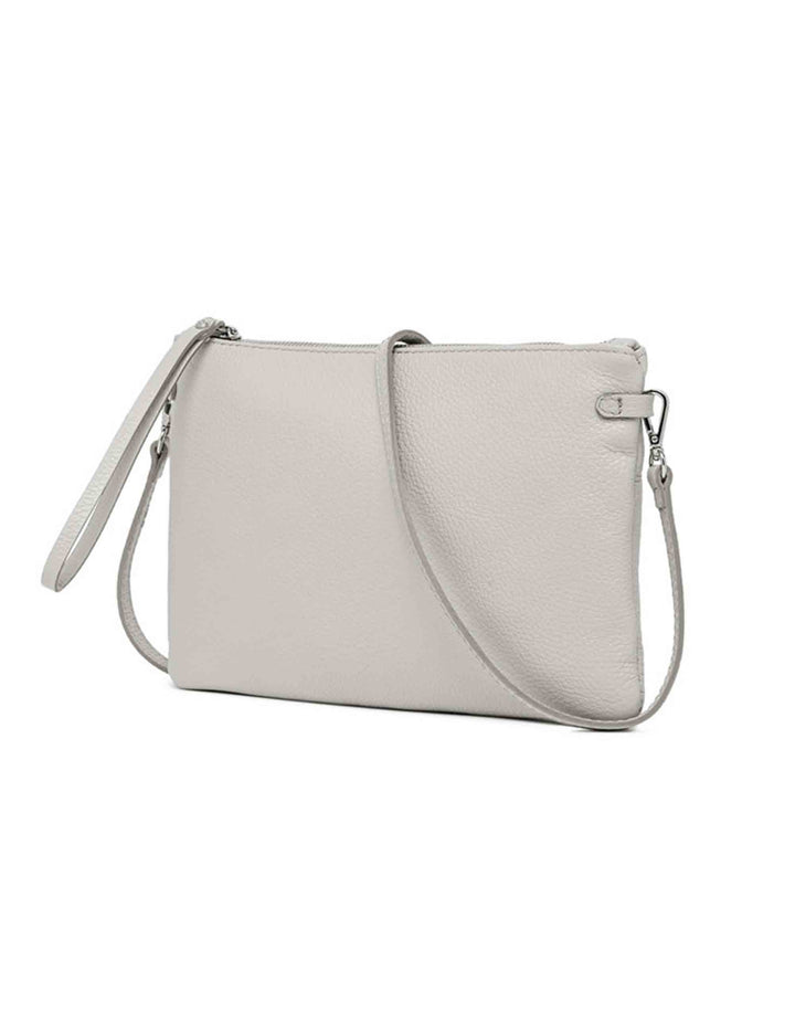 Spatarella Borse donna pochette Hermy in pelle grigia con manico a bracciale e tracolla in pelle Vendite Flash