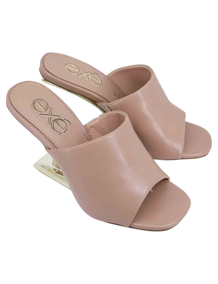 Spatarella Sandali donna in pelle nude con tacco zeppa alto Qualità