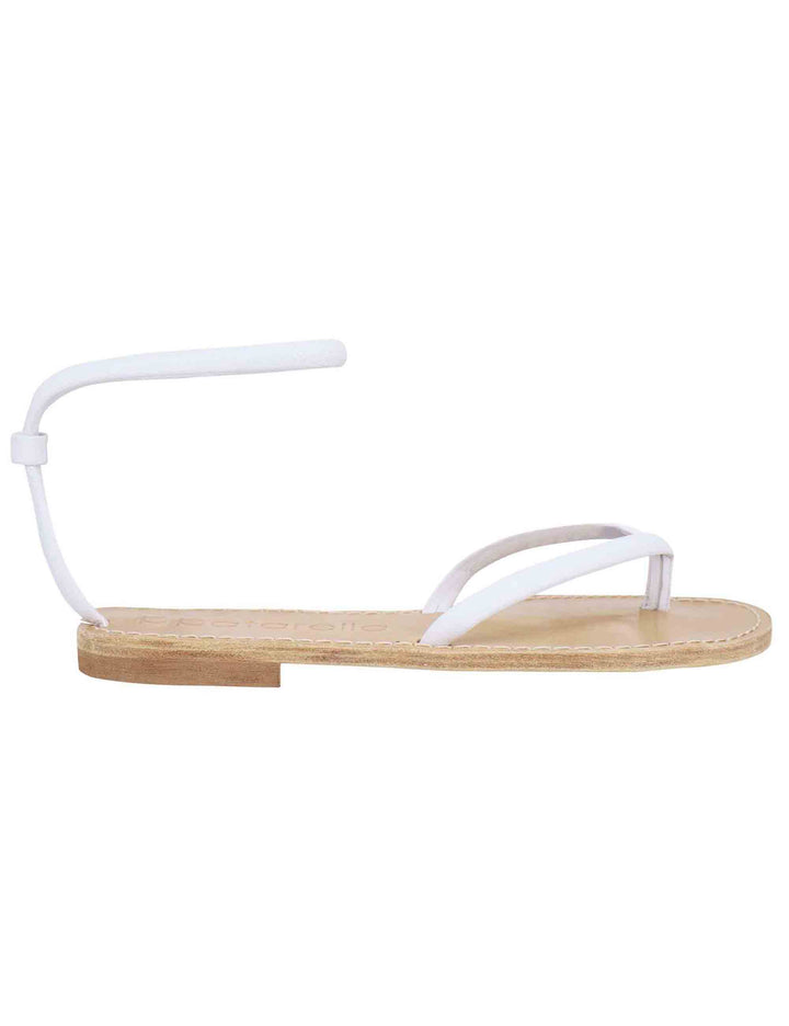 Spatarella Sandali flat donna infradito in pelle bianca con cavigliera Vendita