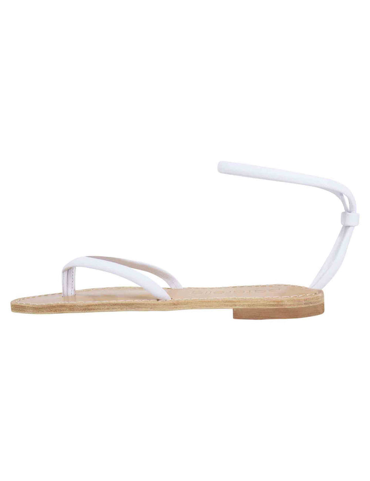 Spatarella Sandali flat donna infradito in pelle bianca con cavigliera Vendita