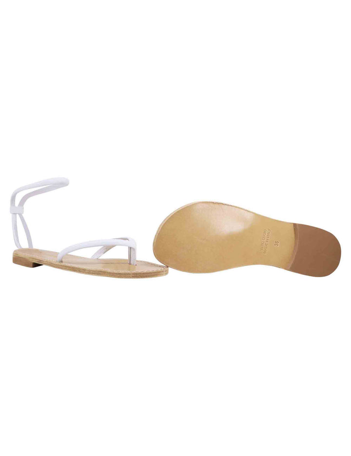 Spatarella Sandali flat donna infradito in pelle bianca con cavigliera Vendita