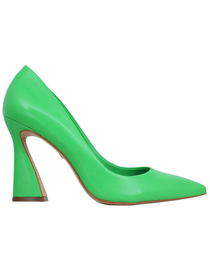Spatarella Decollete donna in pelle verde con tacco alto e punta a punta Spedizione Gratuita