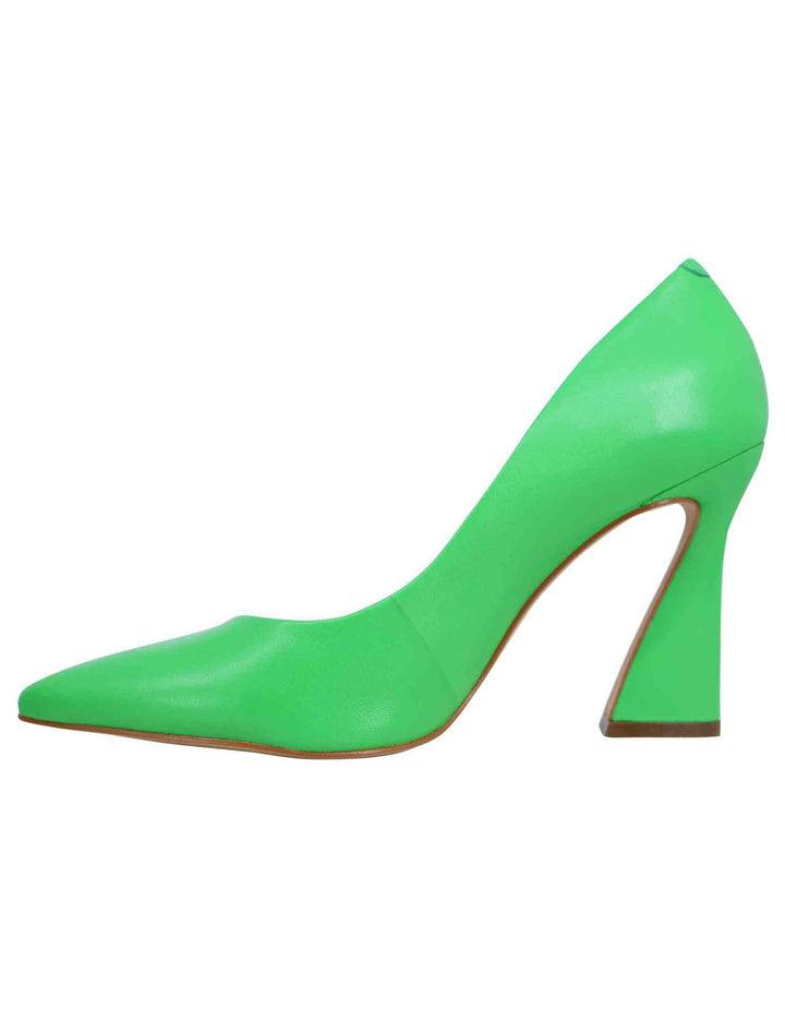 Spatarella Decollete donna in pelle verde con tacco alto e punta a punta Spedizione Gratuita