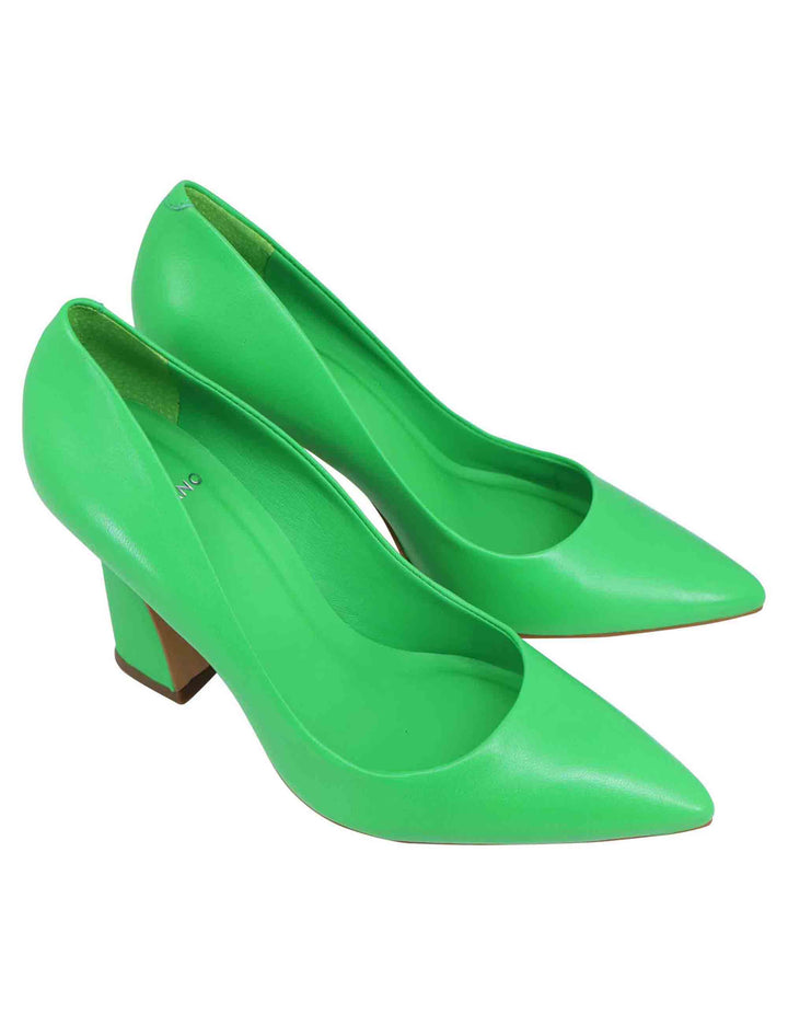 Spatarella Decollete donna in pelle verde con tacco alto e punta a punta Spedizione Gratuita