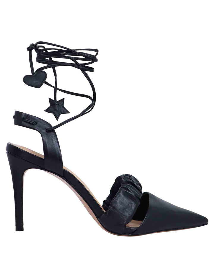 Spatarella Decollete slingback donna in pelle bianca con laccetti alla caviglia tacco alto Soddisfazione Garantita