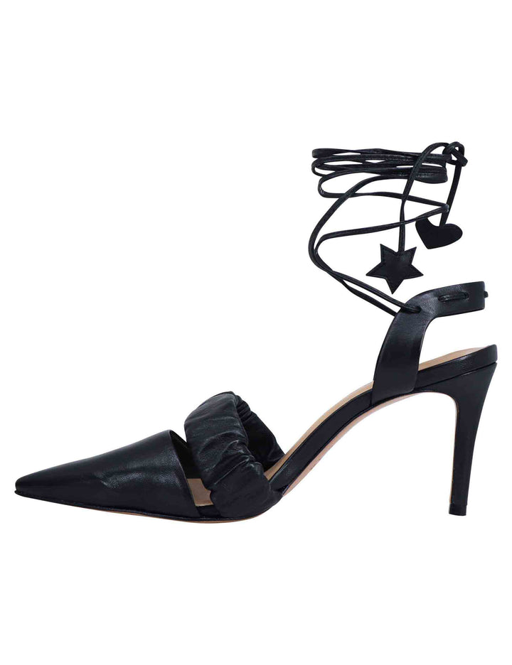 Spatarella Decollete slingback donna in pelle bianca con laccetti alla caviglia tacco alto Soddisfazione Garantita