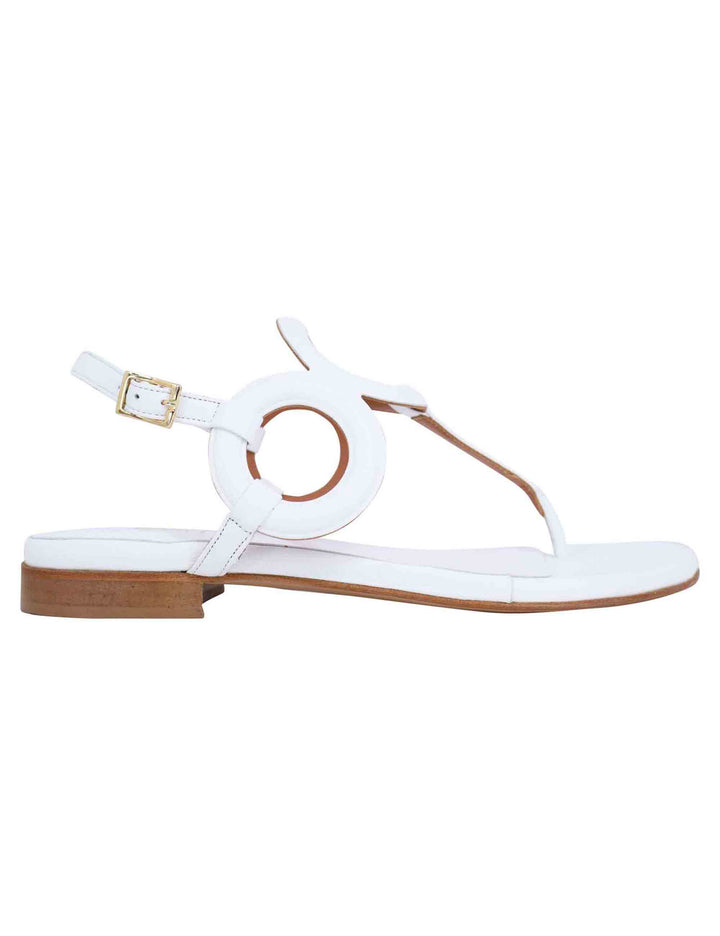 Spatarella Sandali infradito slingback donna in pelle bianca con punta tonda e tacco basso Qualità Garantita