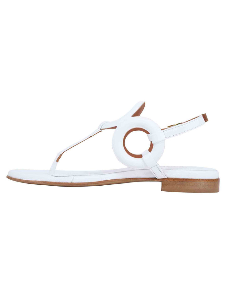 Spatarella Sandali infradito slingback donna in pelle bianca con punta tonda e tacco basso Qualità Garantita