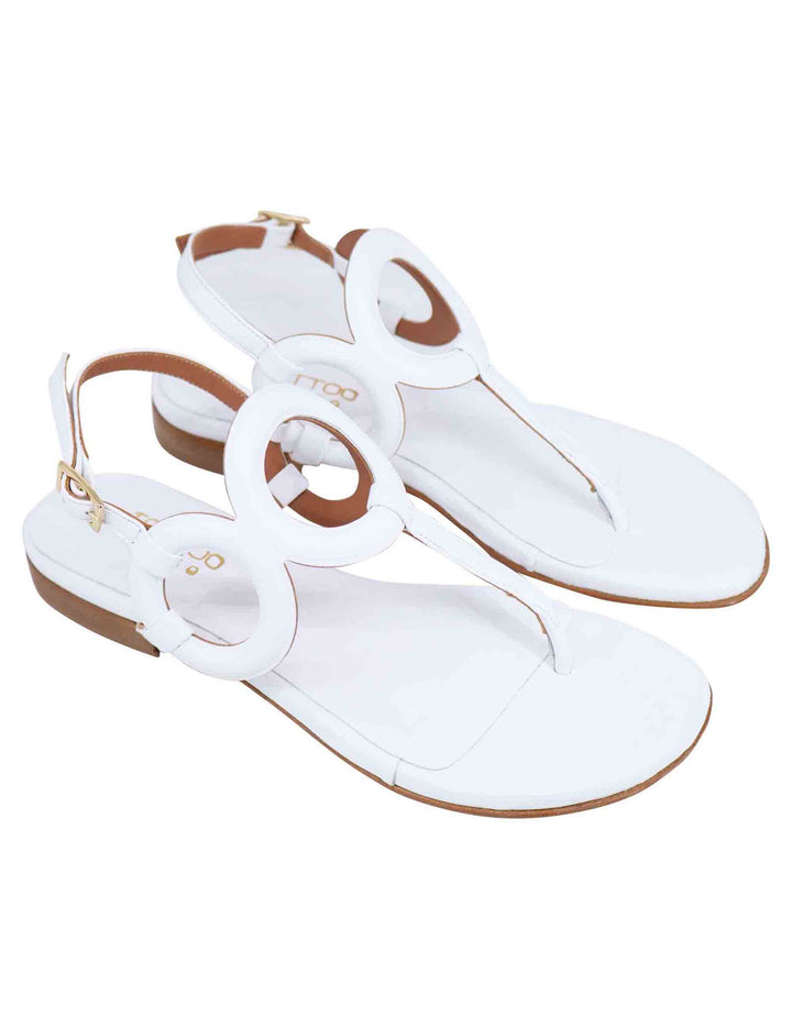Spatarella Sandali infradito slingback donna in pelle bianca con punta tonda e tacco basso Qualità Garantita