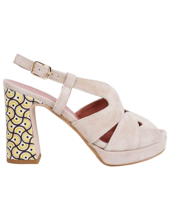 Spatarella Sandali slingback donna in camoscio sabbia con tacco alto e plateau Consegna Veloce