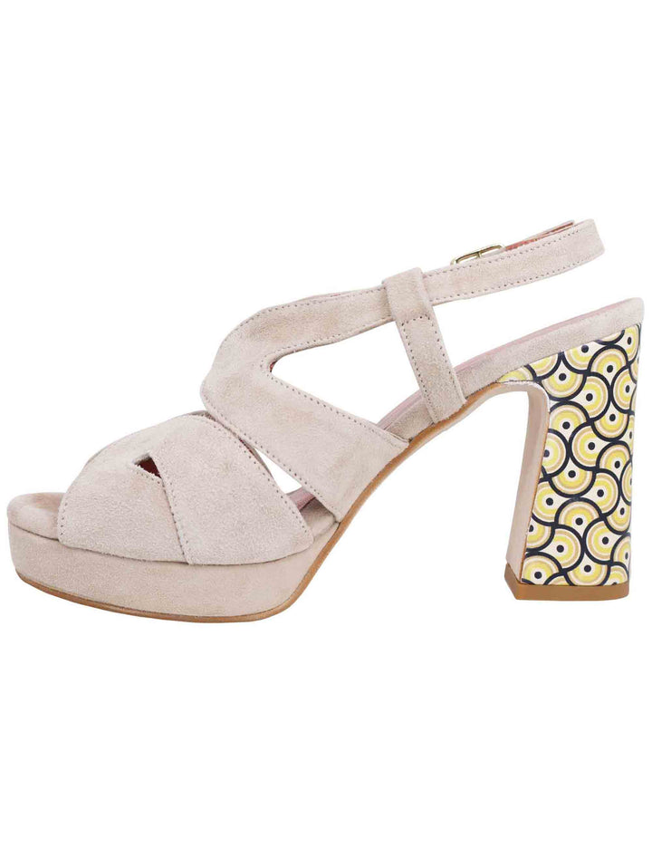 Spatarella Sandali slingback donna in camoscio sabbia con tacco alto e plateau Consegna Veloce