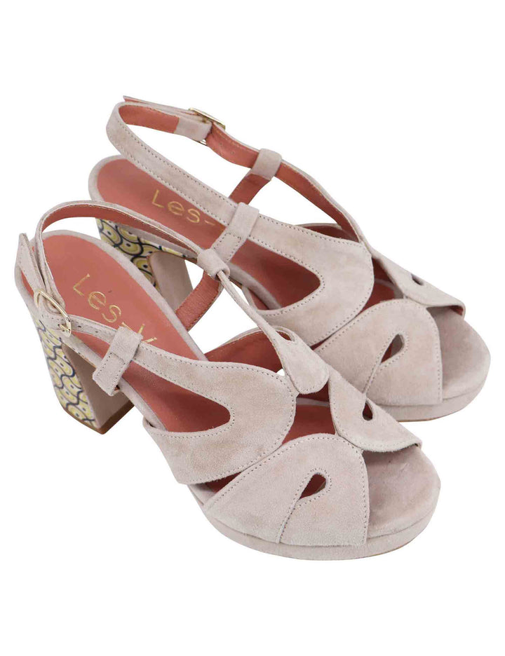Spatarella Sandali slingback donna in camoscio sabbia con tacco alto e plateau Consegna Veloce