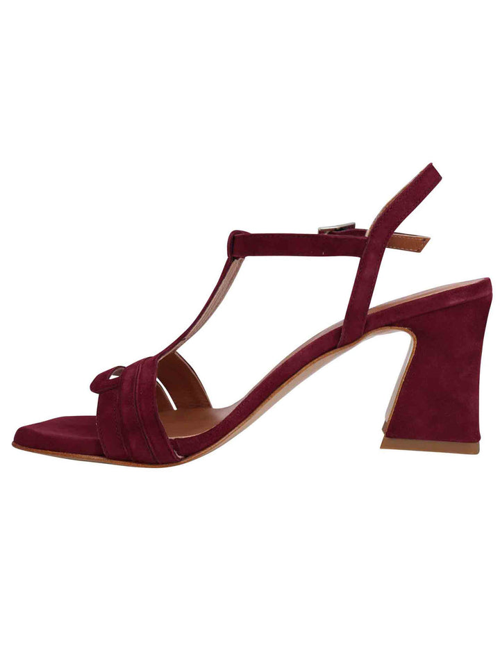 Spatarella Sandali slingback donna in camoscio bordeaux con punta quadra Fino Al -60%