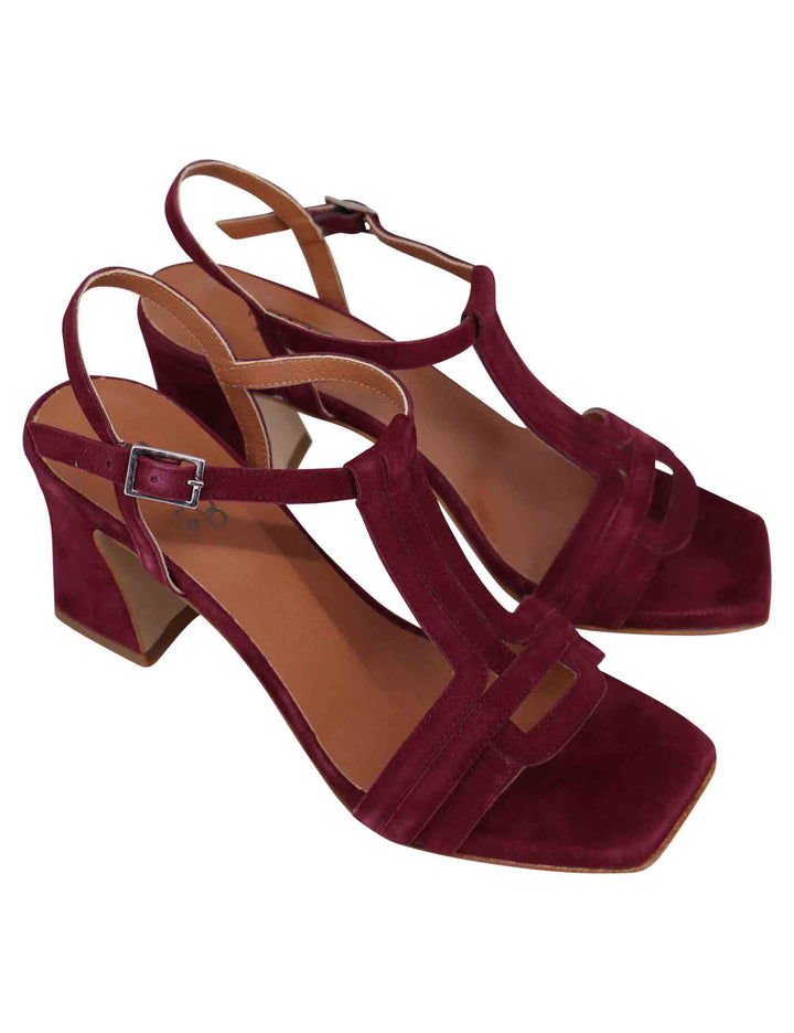 Spatarella Sandali slingback donna in camoscio bordeaux con punta quadra Fino Al -60%