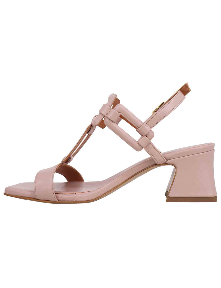 Spatarella Sandali sligback donna in pelle cipria con punta quadra e tacco in pelle Shopping Online