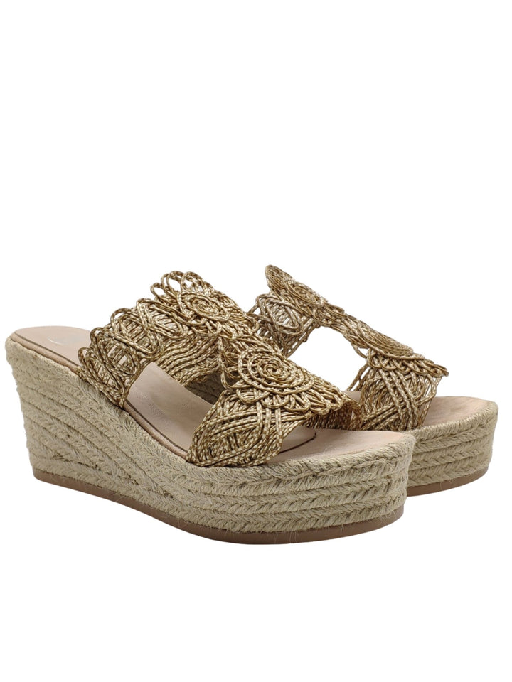 Spatarella Calzature Donna Sandali in Tessuto Beige con Zeppa Alta in Corda Prezzo Ridotto