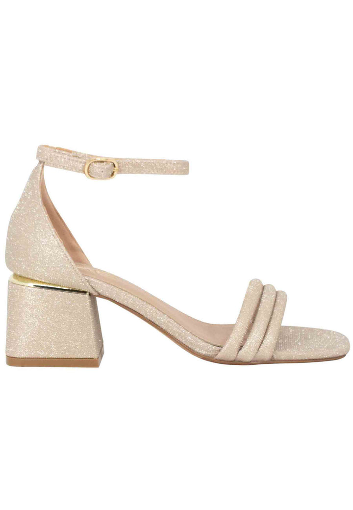 Spatarella Sandali donna in tessuto glitter oro con tallone chiuso e cinturino alla caviglia Economico
