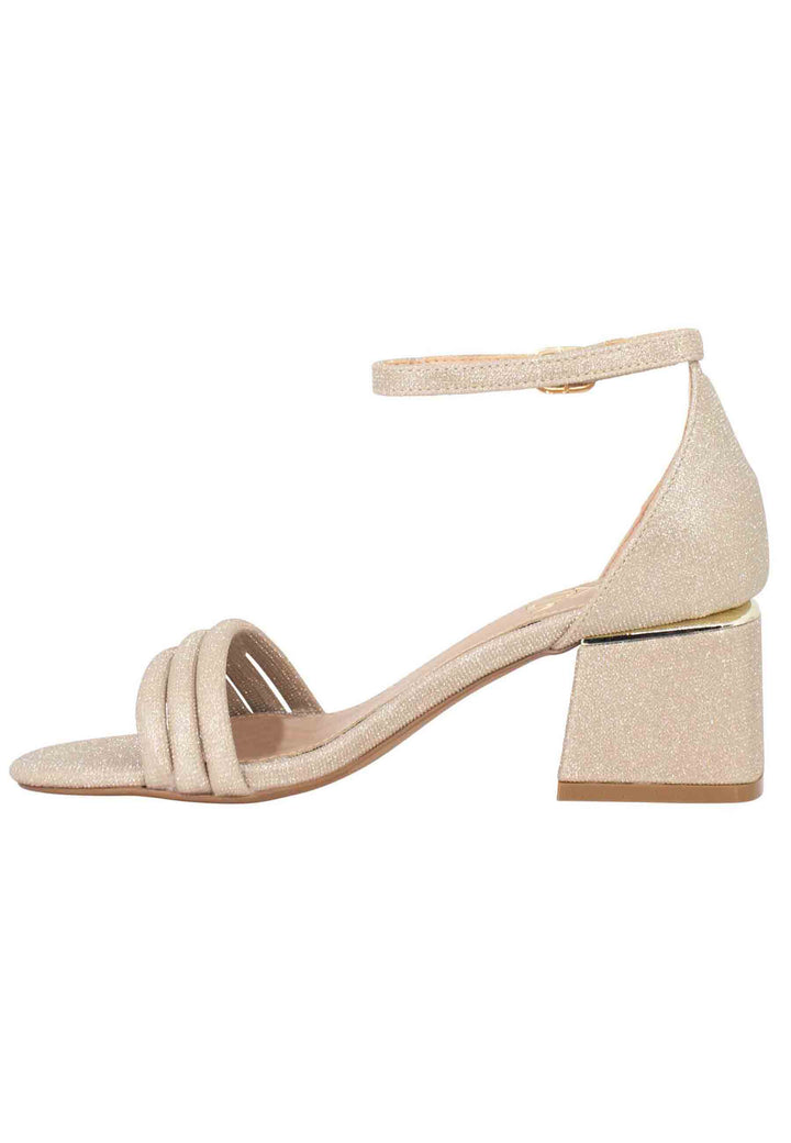 Spatarella Sandali donna in tessuto glitter oro con tallone chiuso e cinturino alla caviglia Economico