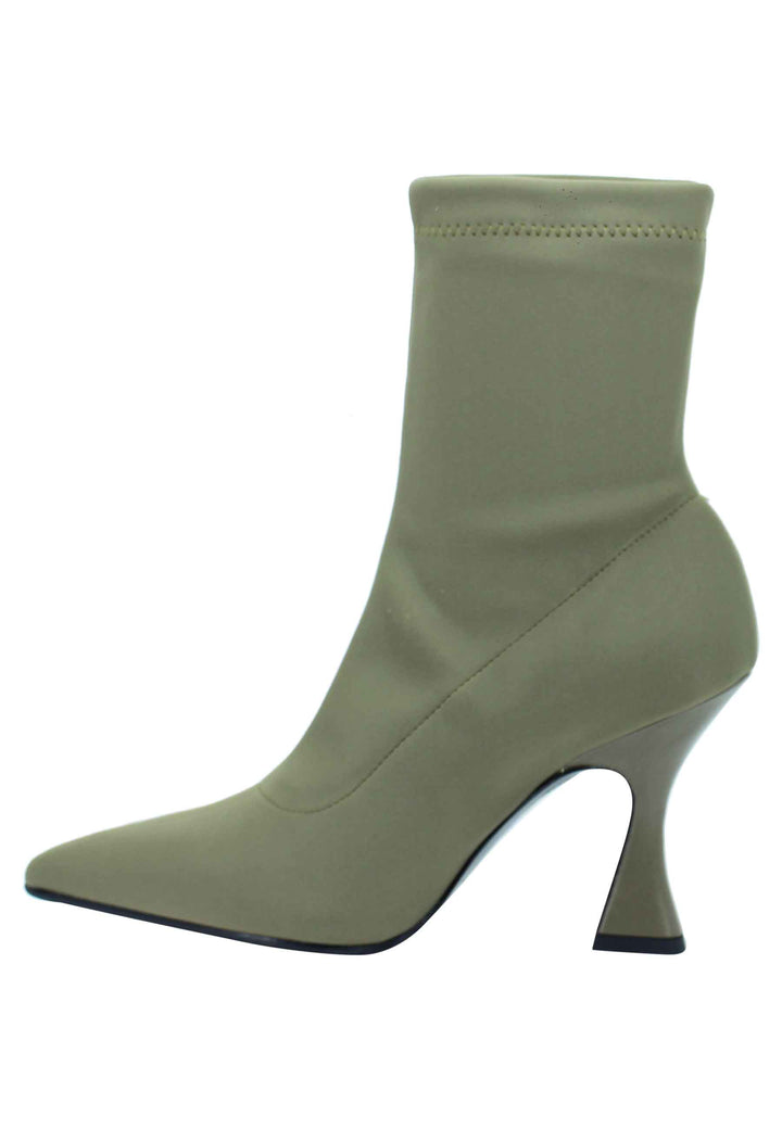 Spatarella Stivaletti donna in tessuto elasticizzato militare tacco alto punta a punta Hotsell