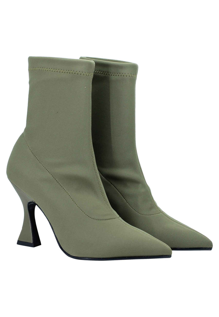 Spatarella Stivaletti donna in tessuto elasticizzato militare tacco alto punta a punta Hotsell