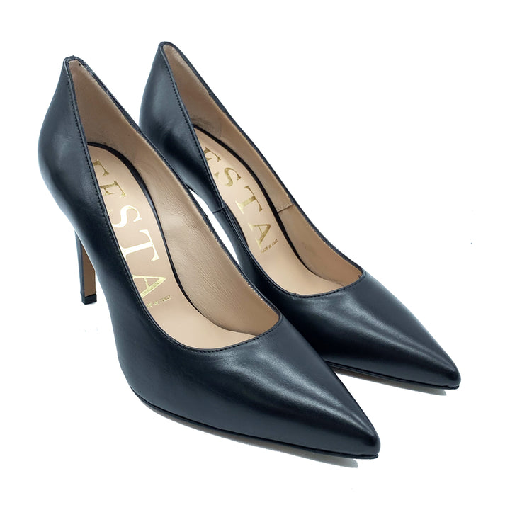 Spatarella Calzature Donna Décolleté In Pelle Blu Con Tacco A Spillo Vendita Economica
