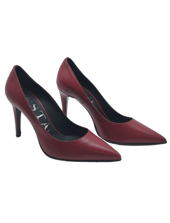 Spatarella Calzature Donna Décolleté In Pelle Bordeaux Con Tacco Alto A Spillo Saldi Di Fabbrica