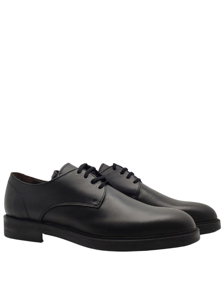 Spatarella Calzature Uomo Stringate Waterproof in Pelle Nera Opaca con Tomaia Liscia e Fondo in Gomma Vendite Flash