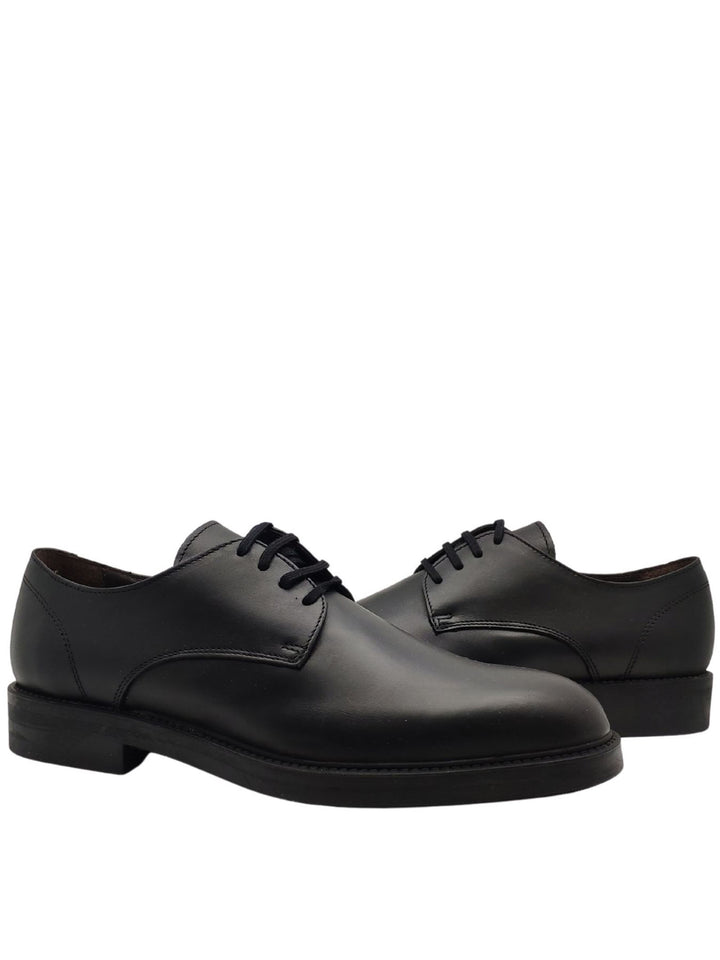 Spatarella Calzature Uomo Stringate Waterproof in Pelle Nera Opaca con Tomaia Liscia e Fondo in Gomma Vendite Flash