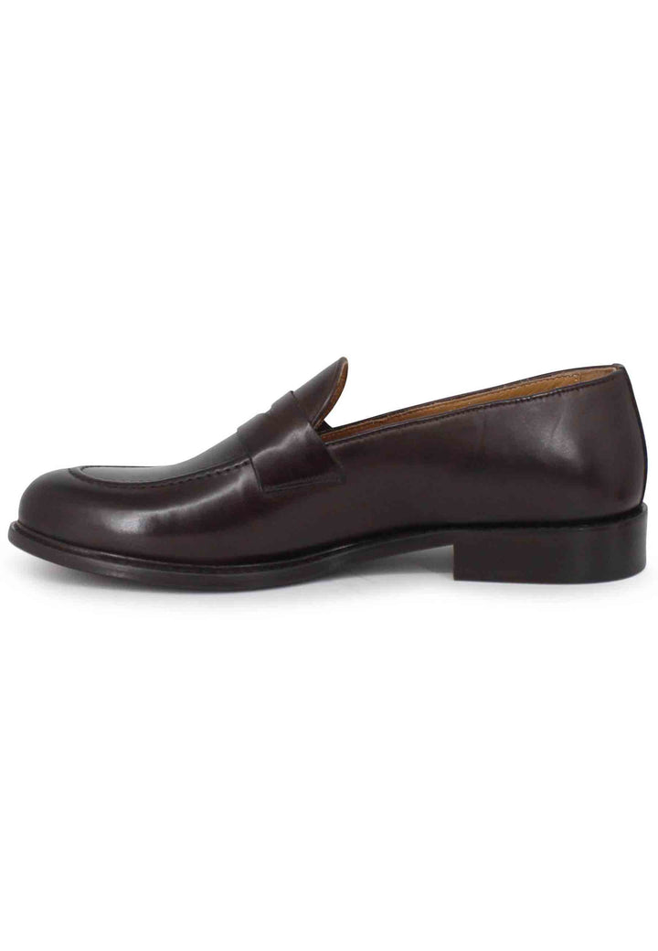 Spatarella Mocassini uomo in pelle marrone con suola in cuoio In Saldo