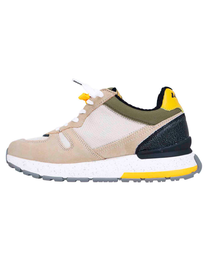 Spatarella Snekaers uomo in pelle e tessuto beige tokyo ginza 2025