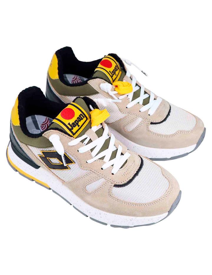 Spatarella Snekaers uomo in pelle e tessuto beige tokyo ginza 2025