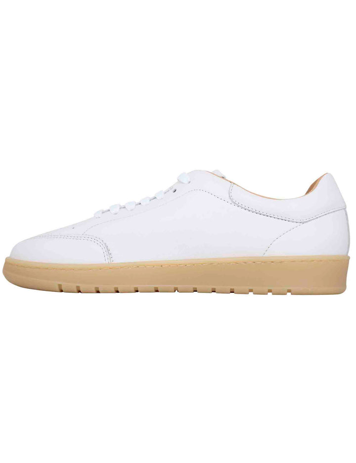 Spatarella Sneakers uomo in pelle bianca con suola in gomma ambra In Linea