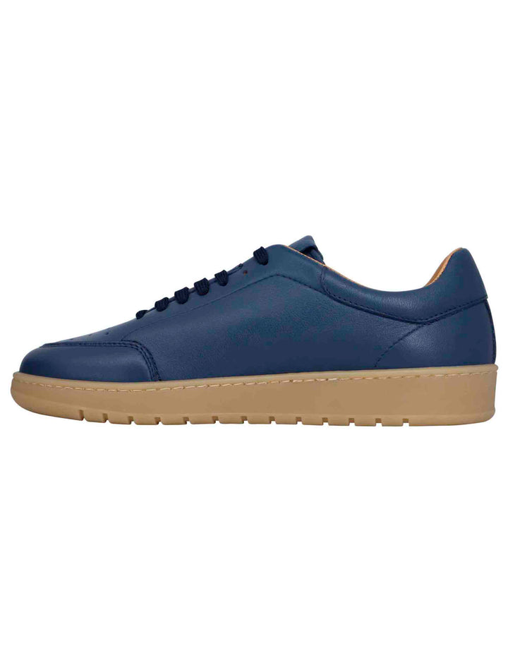 Spatarella Sneakers uomo in pelle celeste con suola in gomma ambra Qualità