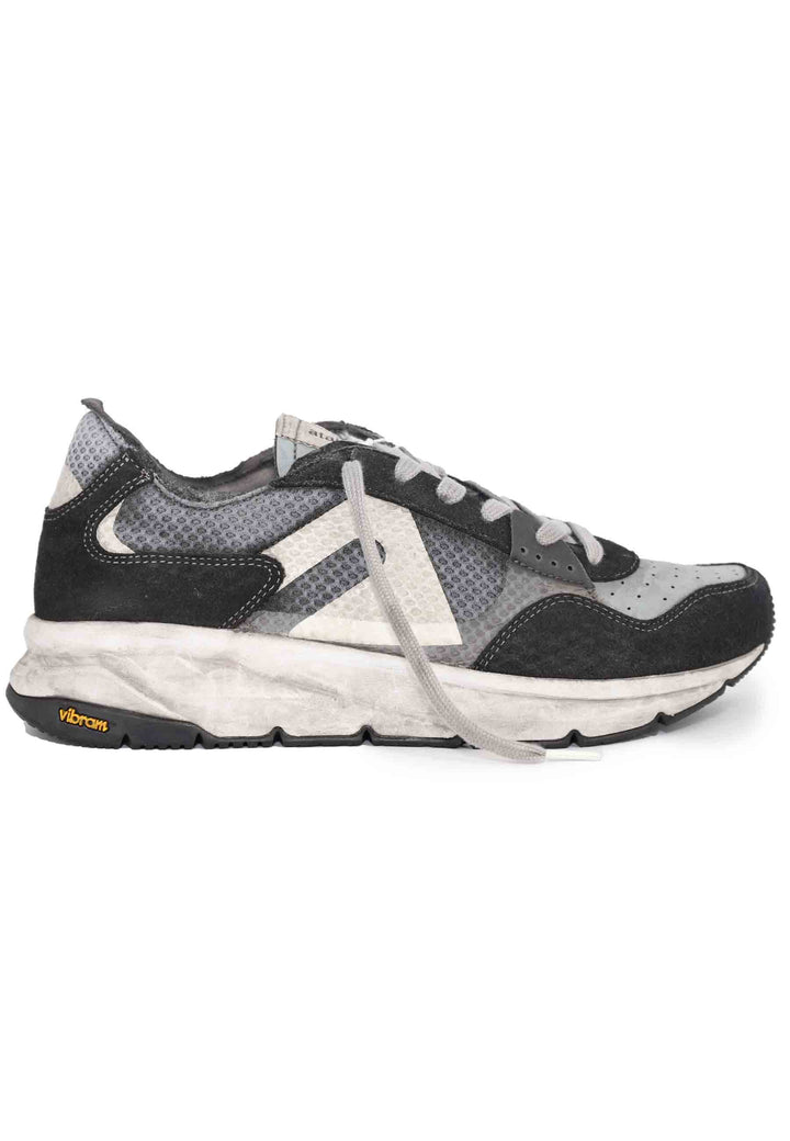 Spatarella Sneakers uomo in tessuto tecnico e pelle grigia con suola vibram Negozi Online