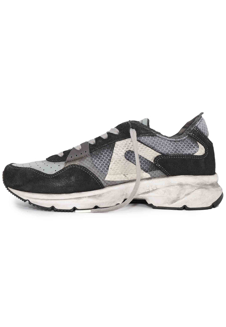 Spatarella Sneakers uomo in tessuto tecnico e pelle grigia con suola vibram Negozi Online
