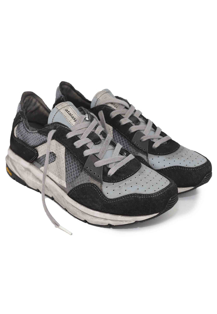 Spatarella Sneakers uomo in tessuto tecnico e pelle grigia con suola vibram Negozi Online