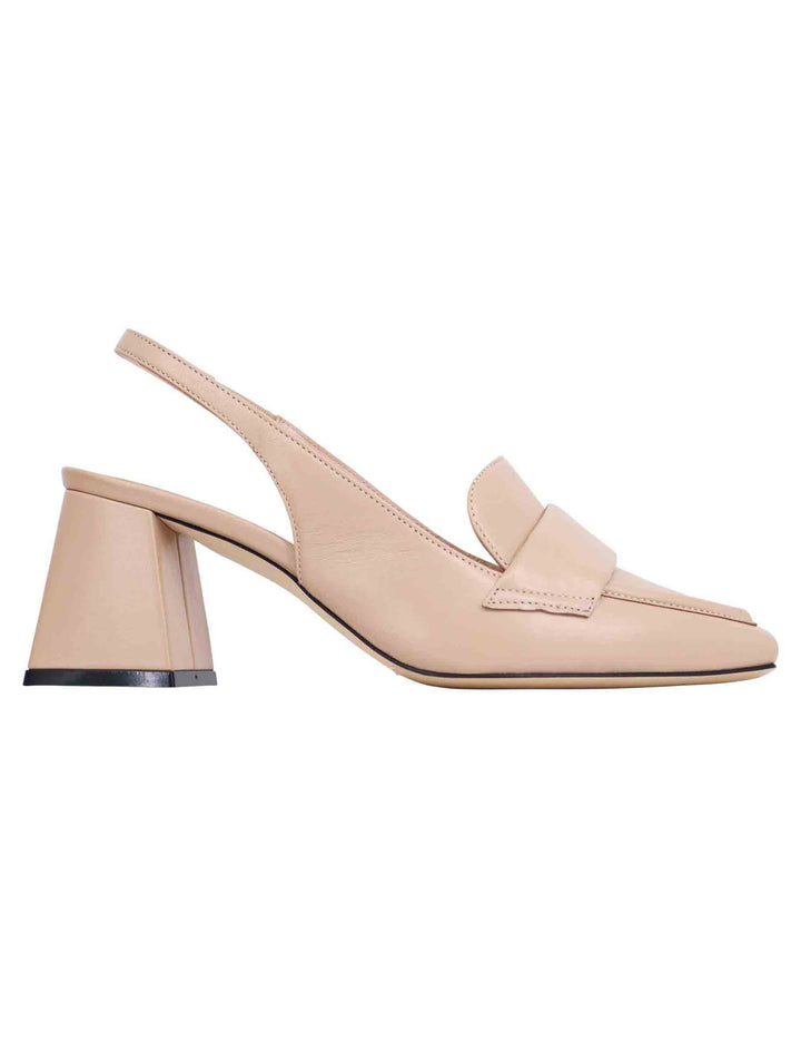 Spatarella Decollete slingback donna in pelle cipria con punta quadra Novità
