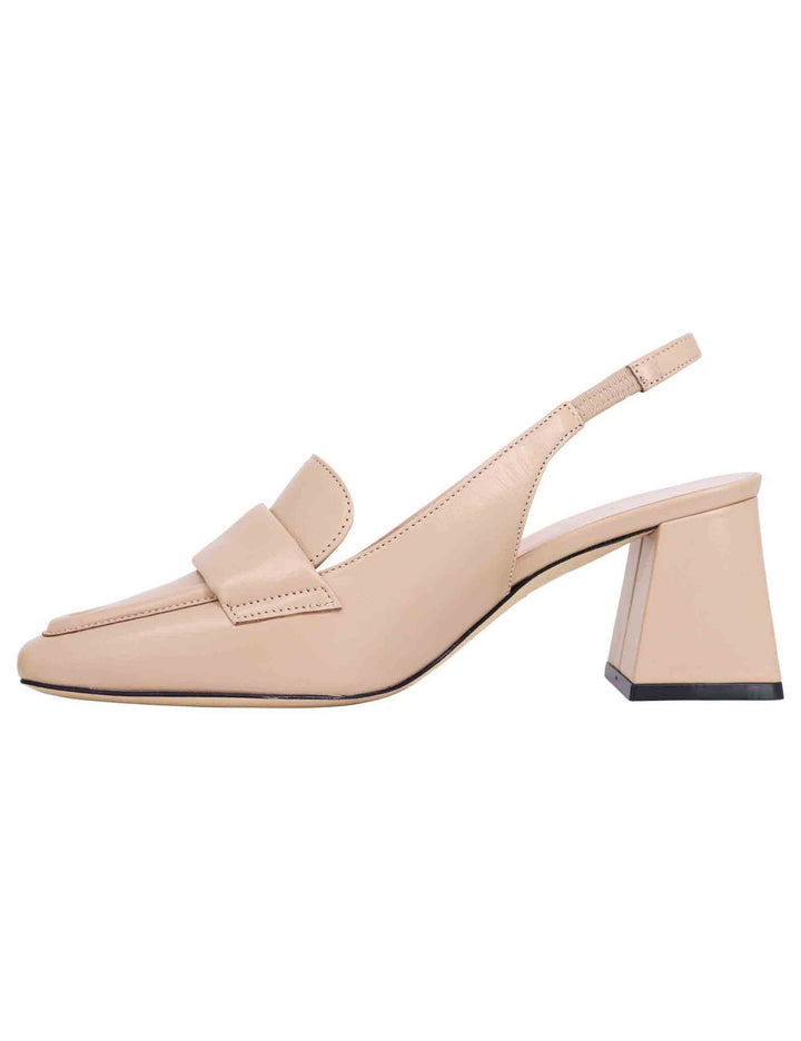 Spatarella Decollete slingback donna in pelle cipria con punta quadra Novità