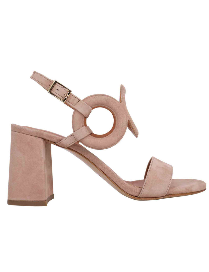 Spatarella Sandali slingback donna in camoscio beige con tacco alto e punta tonda Presa