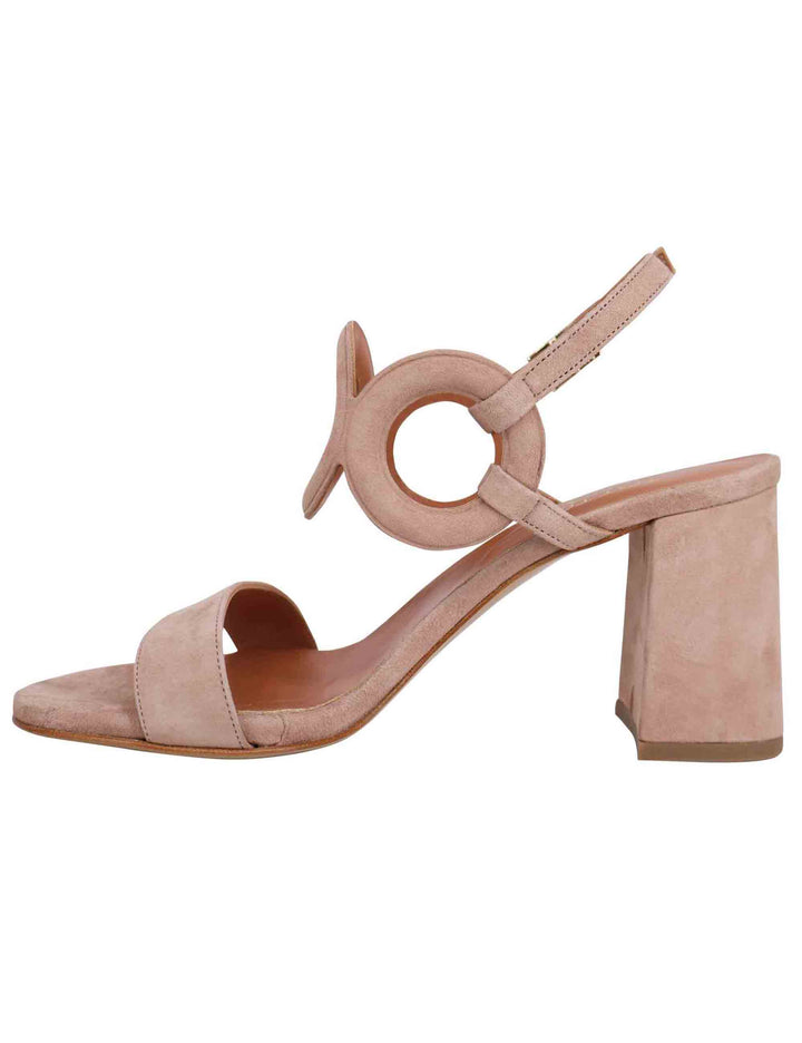 Spatarella Sandali slingback donna in camoscio beige con tacco alto e punta tonda Presa