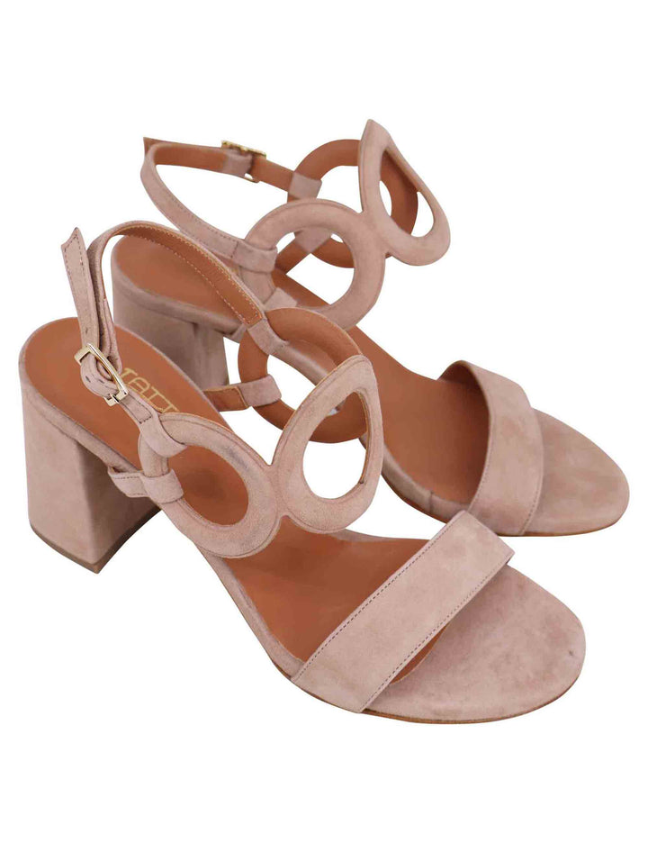 Spatarella Sandali slingback donna in camoscio beige con tacco alto e punta tonda Presa