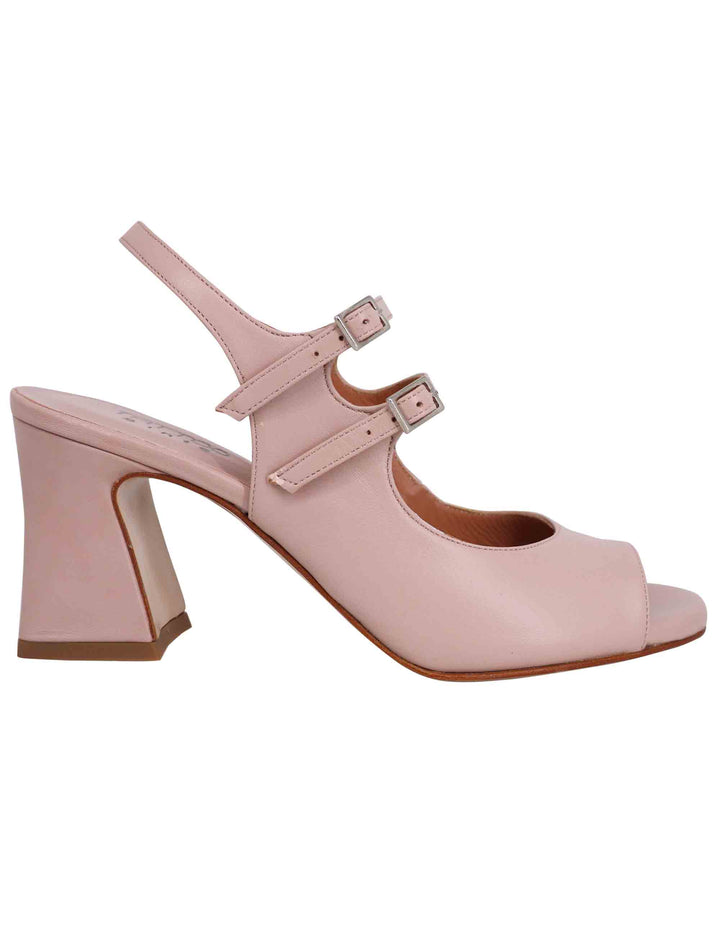 Spatarella Sandali slingback donna in pelle cipria con cinturini punta tonda e tacco alto Hotsell